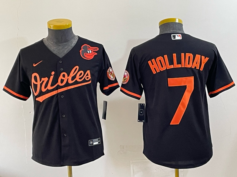Youth 2025 Baltimore Orioles #7 Holliday black Nike MLB Jersey 001->youth mlb jersey->Youth Jersey